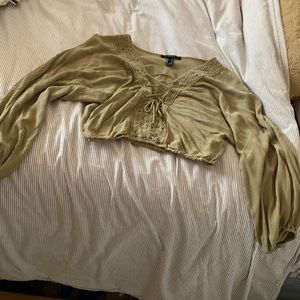 Forever 21 long sleeve olive green and lace